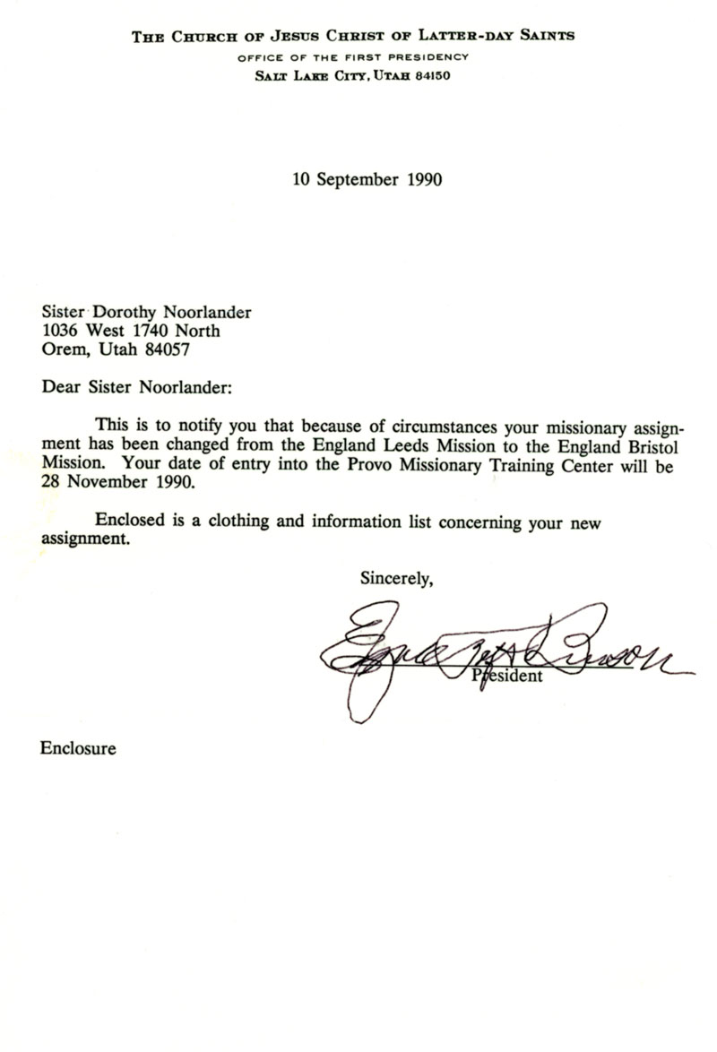 Dorothy Noorlander's change of assignment.